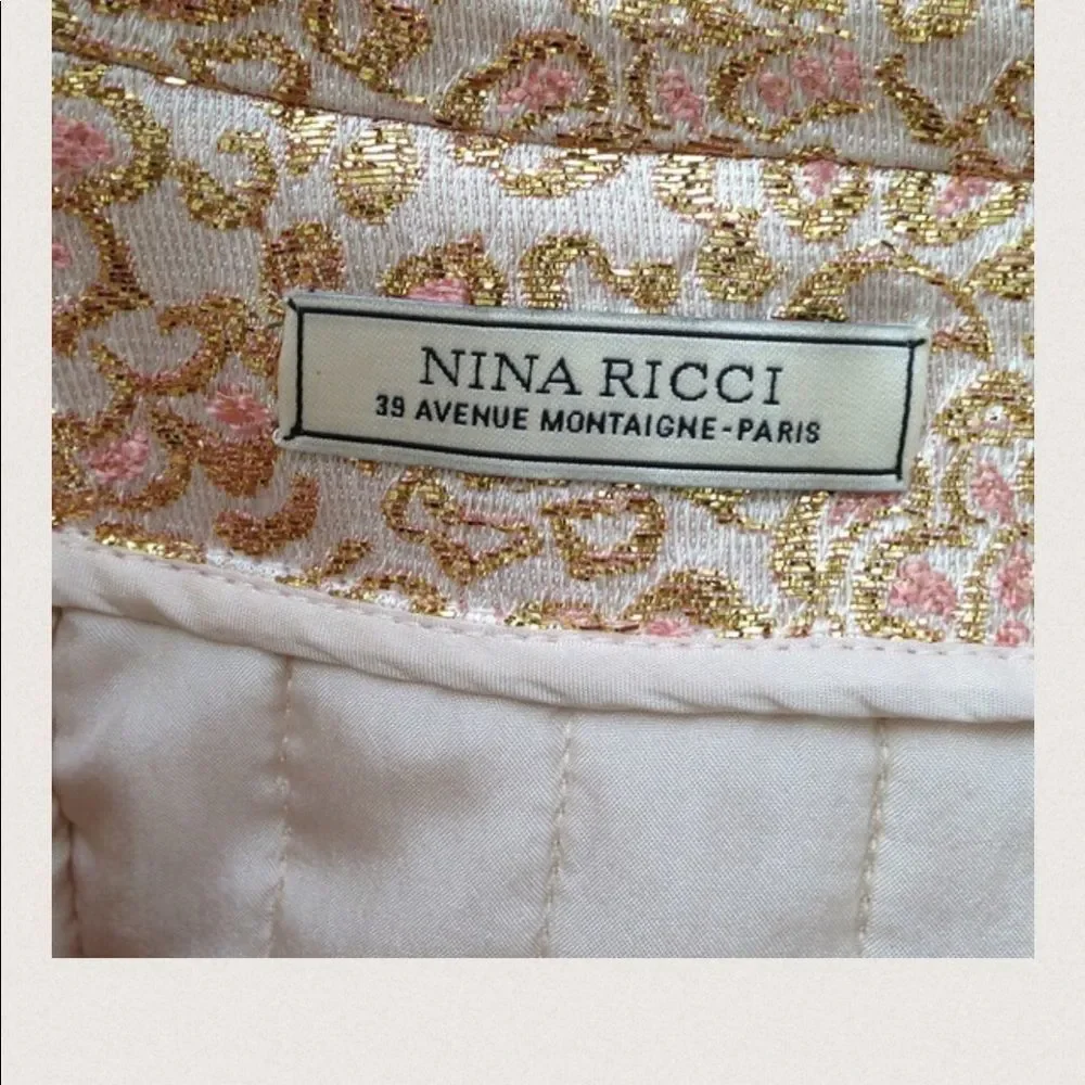 Nina Ricci Gold Rose Jacquard Print Jacket 10 NWT - Picture 3 of 7